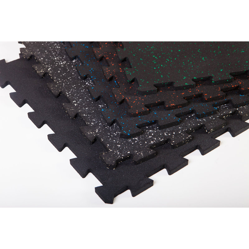 Carreaux de caoutchouc emboîtables 3/8 po SuperLock, Noir/gris