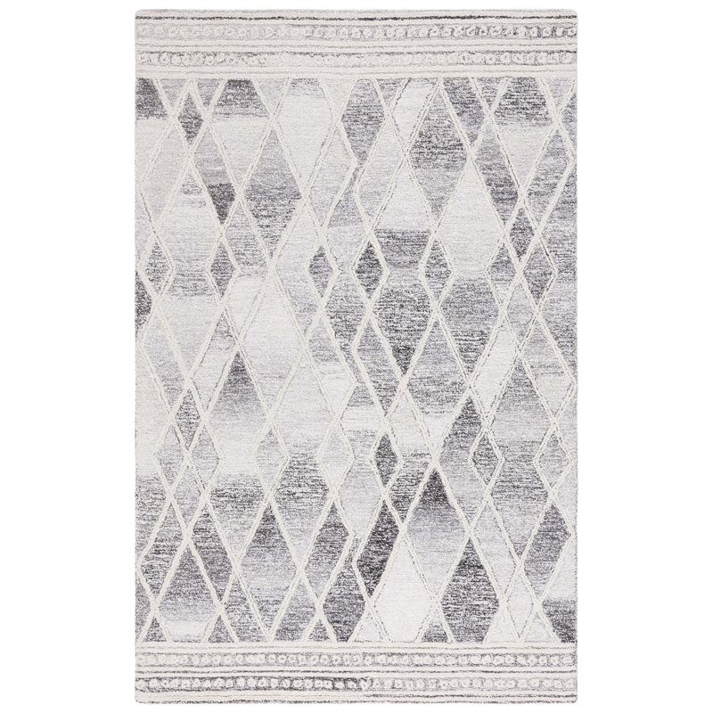 Jonmatthew Abstract Hand Tufted Wool With Cotton Cloth Backing Geometric Rug, Runner 2'3" x 8'