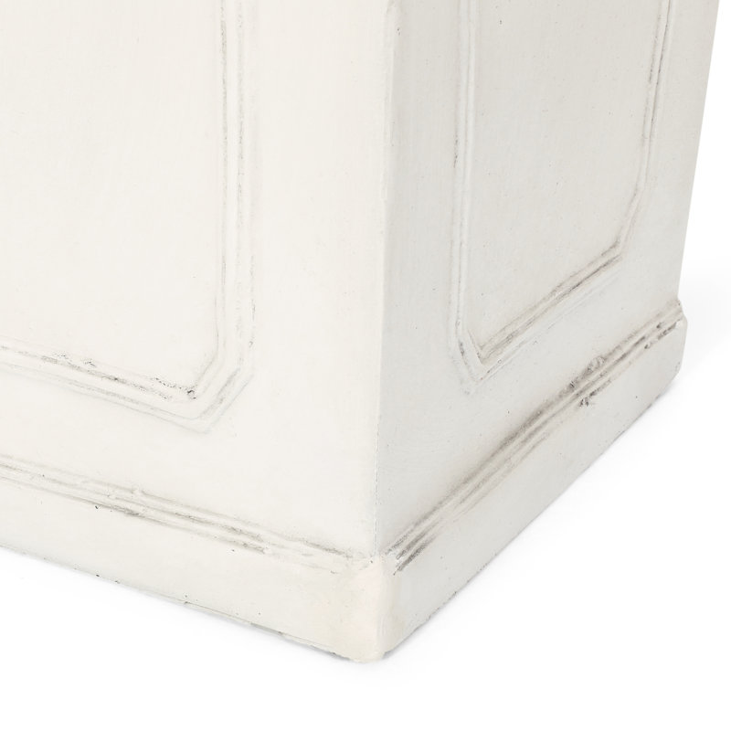 Planter - Magnesium Oxide In Antique White For Outdoor Areas. 16" Depth X Width 30.5" Height, 26.81 Lb Landscaping. 16 In. Depth, Width, 30.5 Lb. Weight