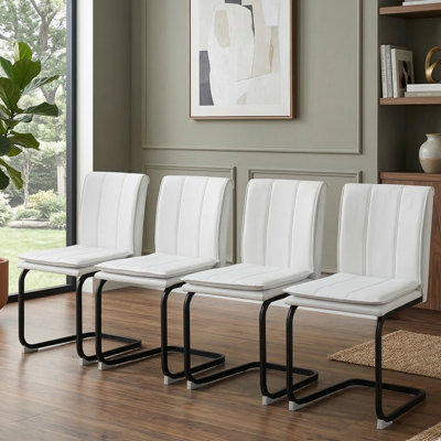 Ensemble de 4 chaises de salle à manger modernes, chaises de cuisine en cuir PU, chaises de restaurant, convenant aux cuisines, salons, chambres à coucher, bureaux et pieds en métal