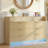 6-Drawer Dresser with RGB LED Lights & Charging Station, White Linen Texture Chest of Drawers-1561186849