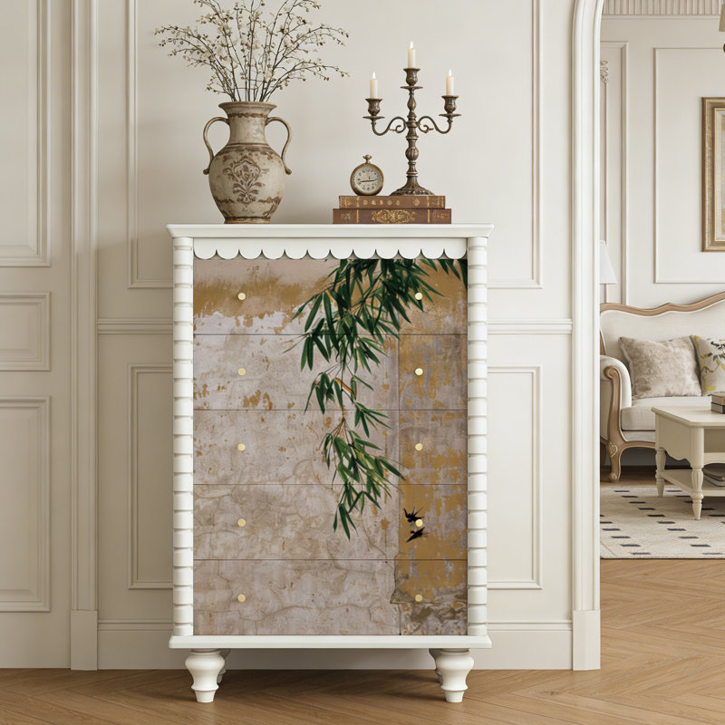 Commode d'entrée Mid-Century en bois massif, White