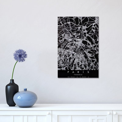 Map of Paris 1 Piece Wrapped Canvas Wall Art