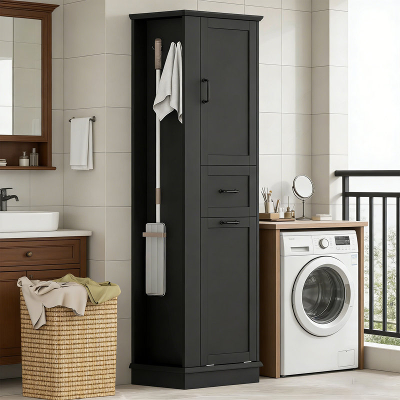 Grande armoire de rangement moderne avec compartiment inclinable et tablettes réglables, rangement latéral à gauche et à droite