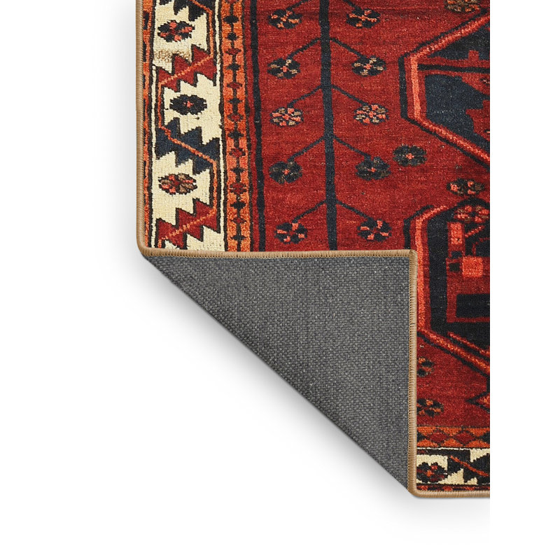 Tapis décoratif rouge de style sud-ouest manmford, Rectangle 7 pi x 9 pi