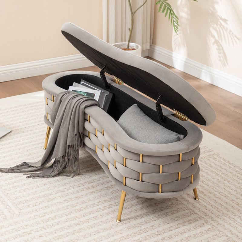 Banc de rangement rembourré Cristen, Gris