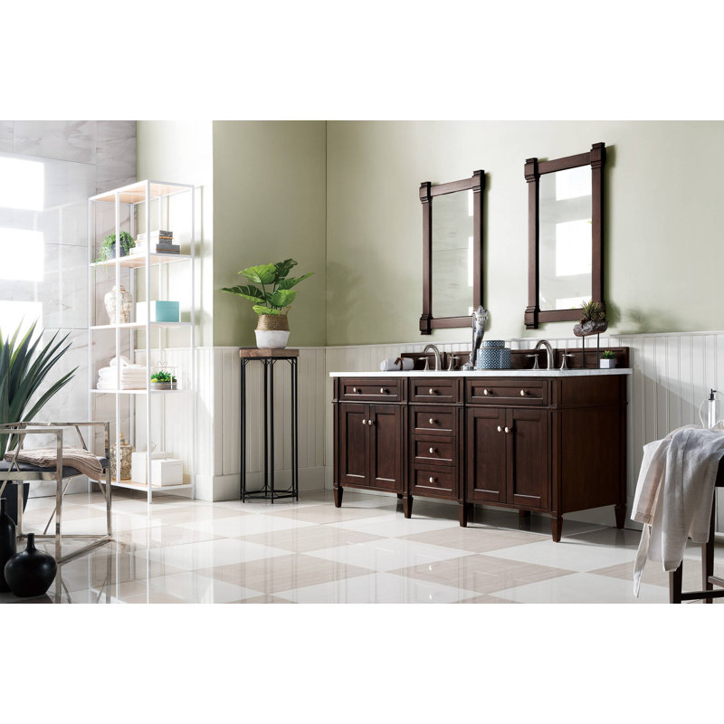 Brittany 72'' W Double Bathroom Vanity Base, Bright White
