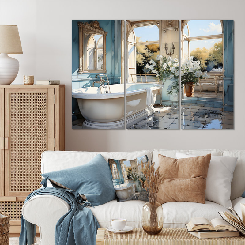 «Bathroom Bathroom Reflections Of I» sur toile, ensemble de 3 pièces, H 40 po x l 60 po x P 1 po