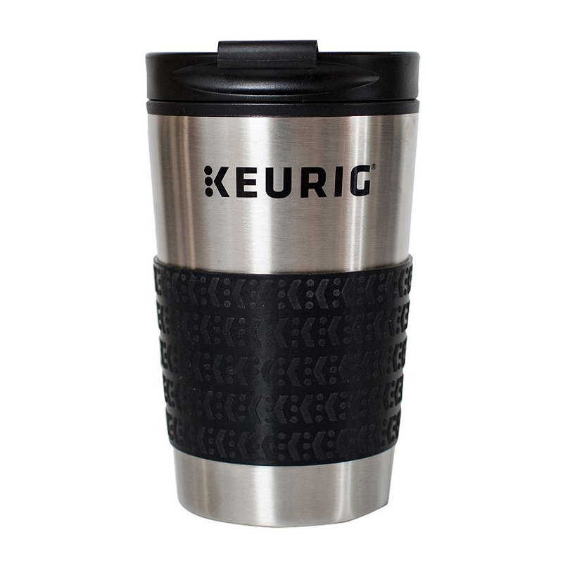 12 oz Stainless Steel Insulated Travel Mug with Black Grip