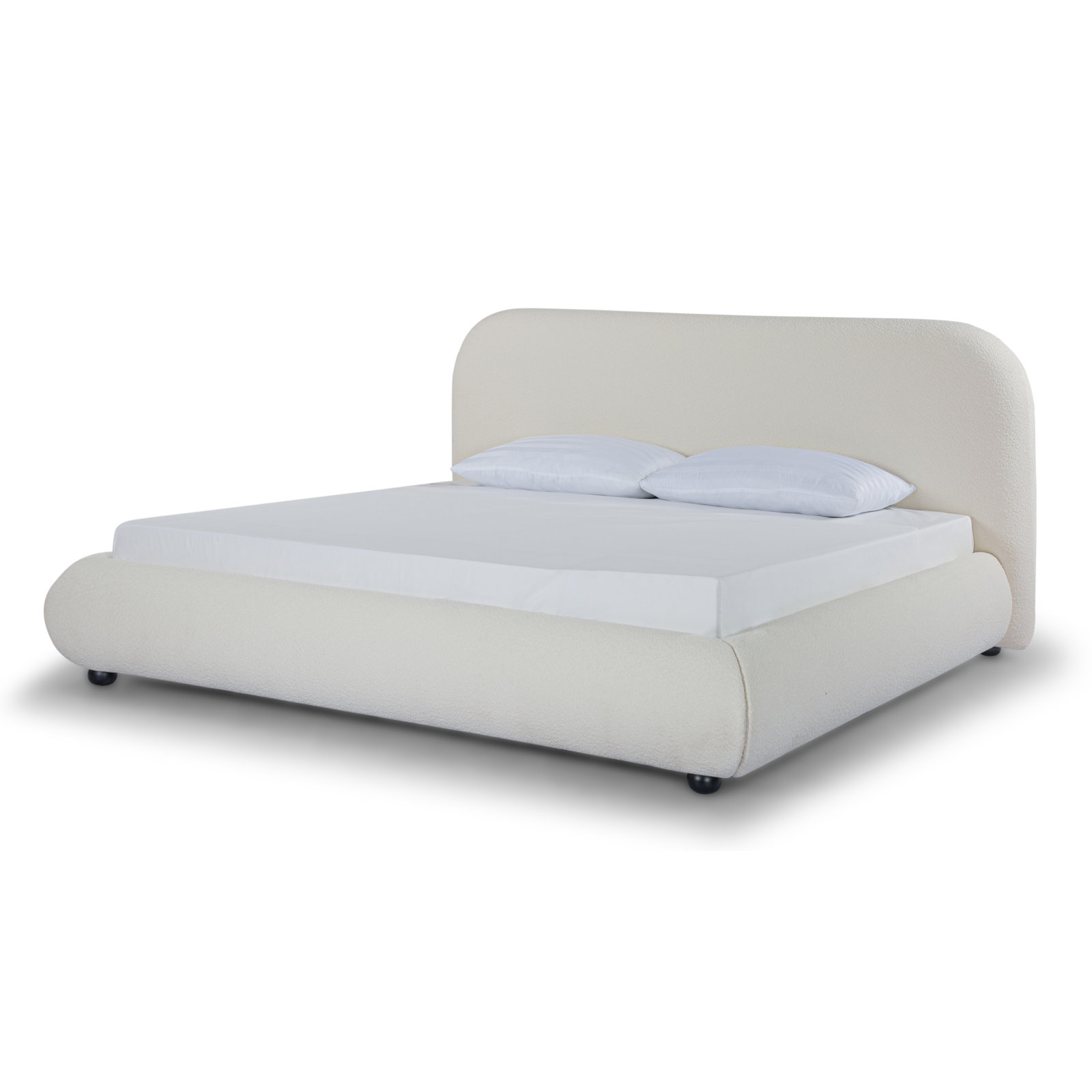 Reggie Platform Bed, King, Off White Performance Boucle