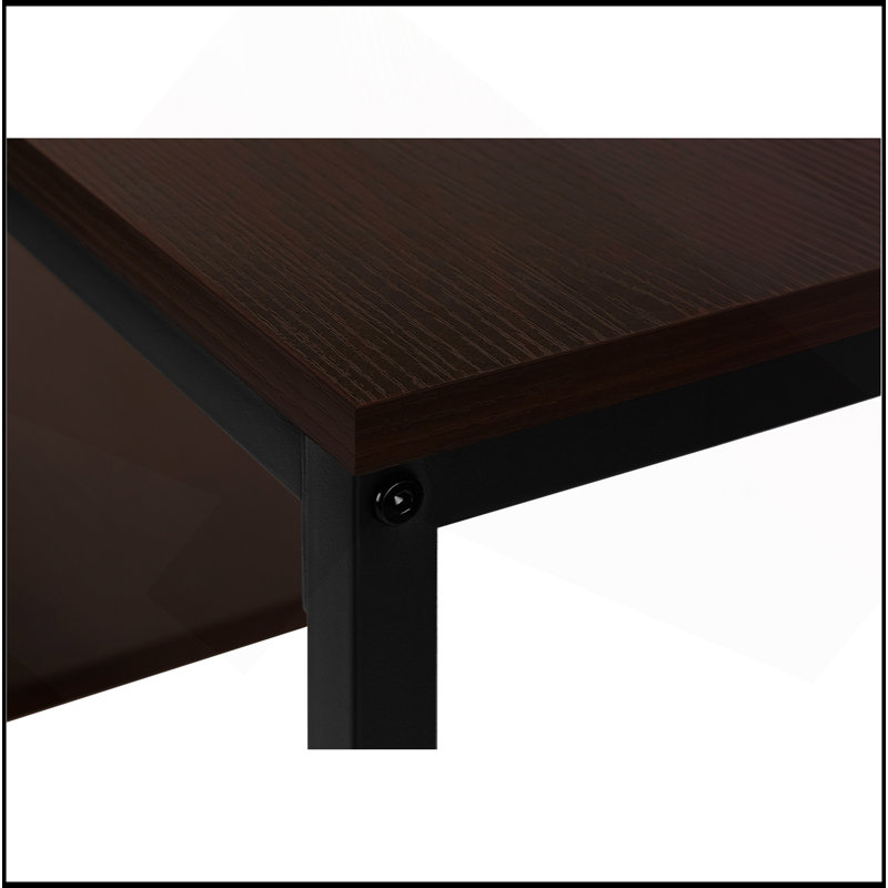 Table d'appoint, console, vestibule, étroit, canapé, salon, chambre à coucher, stratifié brun, métal noir, contemporain, moderne
