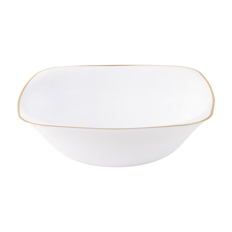 Bols carrés en plastique blanc 16 oz avec bordure dorée 60 invités Ecoqualité