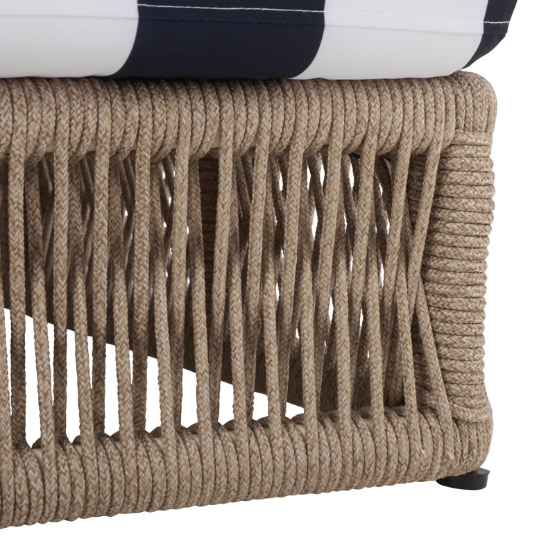 Chaise longue d'extérieur Langley, Bleu marine/blanc