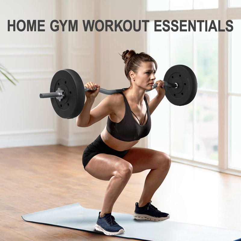 Barbell Weight Set for Strength Training, 55 LB