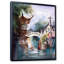 Un paysage urbain chinois avec un bateau sur la rivière - reproduction sur toile-67387026-67387034