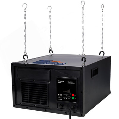 Remote-Controlled Air Filtration System,10 Positions Adjust,120V 60Hz,Airflow Speed: 250～510 Cfm,Black Color
