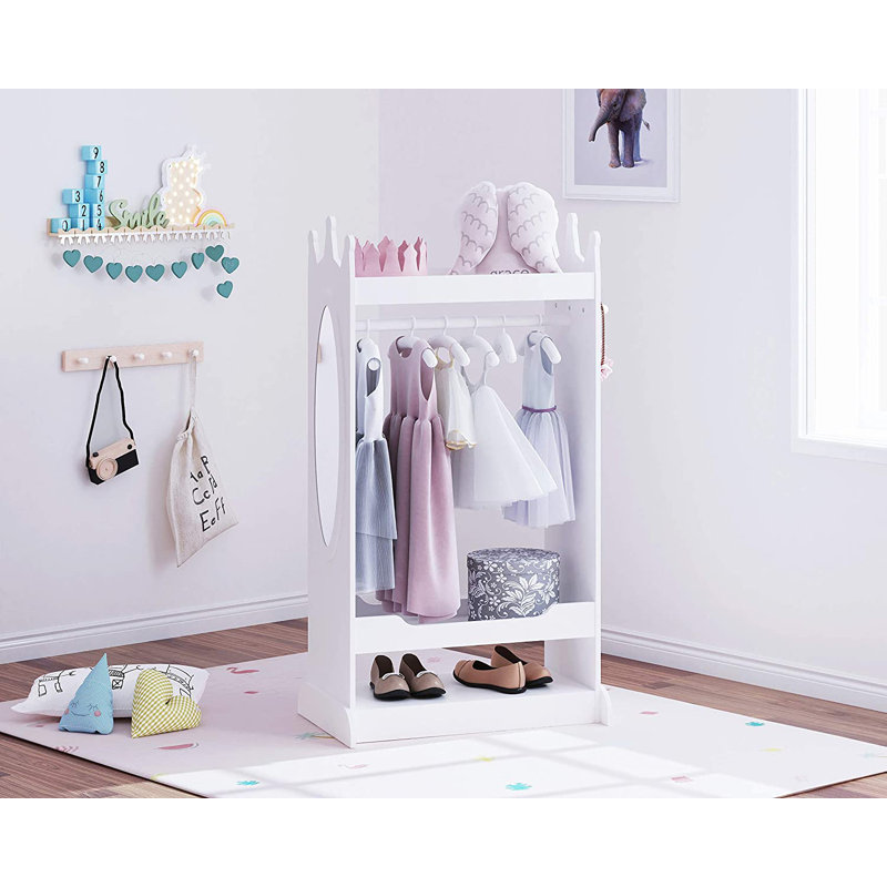Geovany 14.96'' Wide Kids Armoire with Mirror, White