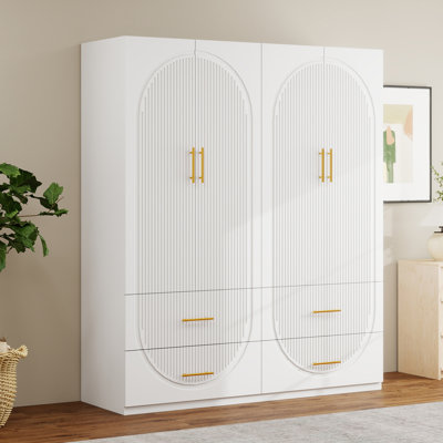 Armoire de chambre à coucher de style moderne - fabrication en panneau de fibres à densité moyenne avec 4 tiroirs et rangement spacieux
