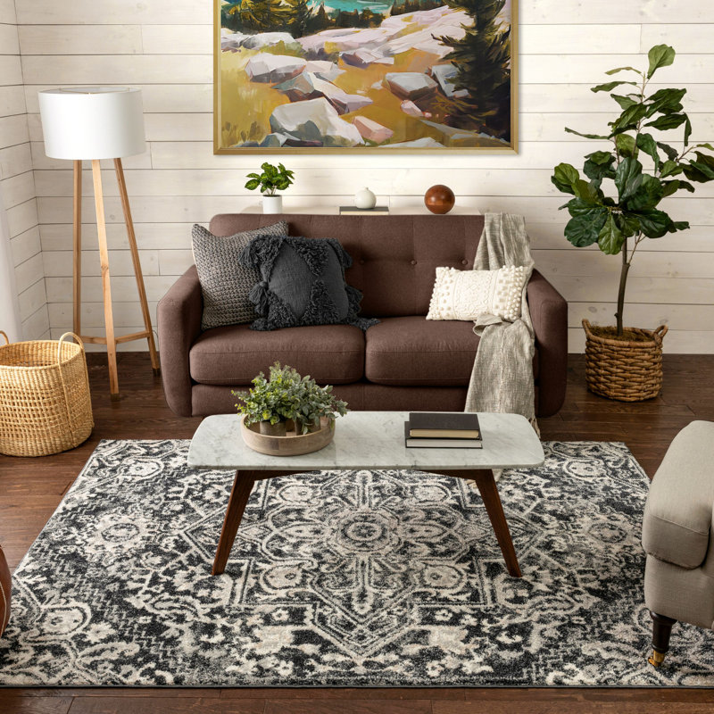 Malfi Carpi Vintage Medallion Power Loom Grey 120x160 CM Rug, Rectangle 120 x 160cm