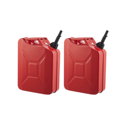 2 Pack 20L (5.3 Gallon) Corrosion Resistant Metal Fuel Transfer Tank with Extension Tube, Sealing Lock Cap & Grip Handle, Max 6L/Min Flow for Cars, Motorcycles, ATVs and UTVs, Red