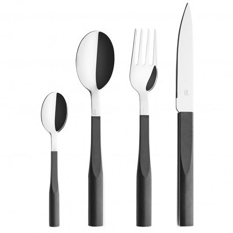 L'Econome By STARCK 24 - Piece Stainless Steel Flatware Set - Service for 6, Black Truffle