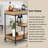 34.65" Iron & Solid Wood Rolling Serving Cart, Multi-Tier Storage Trolley, Vintage Side Table for Wine & Tea Display
