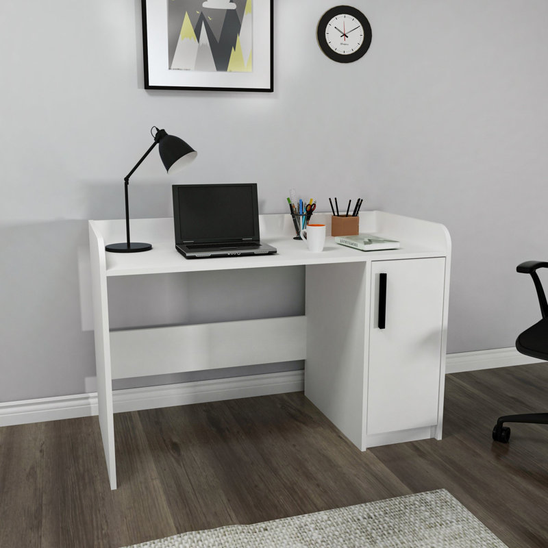 Lelia Computer Desk With Cabinet, White