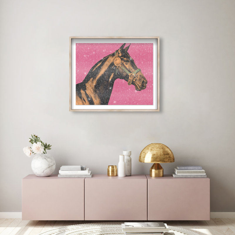 Hue Equine IV Shadowbox Animals Print by Oliver Gal, Black Frame, 20 x 16, 37.5"H x 31.5"W, Natural Oak Shadowbox