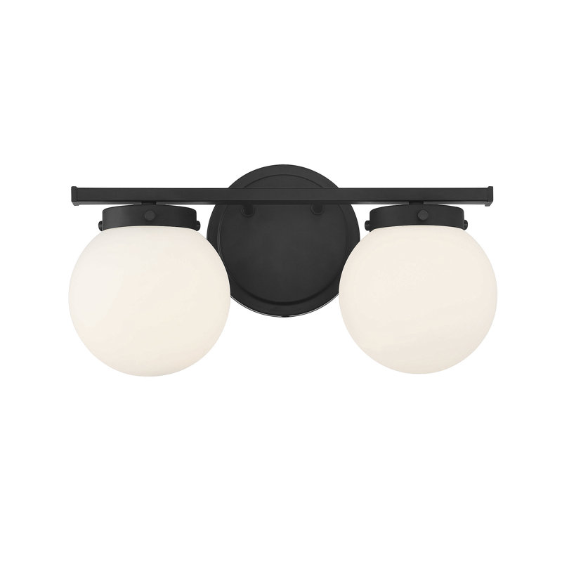 Éclairage de salle de bain à intensité variable 2 lumières Raelyn, Noir mat, Blanc