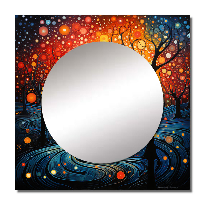 Ahnyah - Miroir carré abstrait pour paysages, 23 po x 23 po