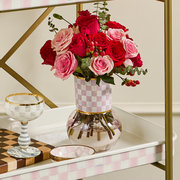Rosy Check Glass Vase