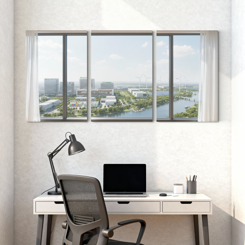 Scénario et paysages urbains, ensemble de 3 impressions sur toile, H 36 po x l 72 po