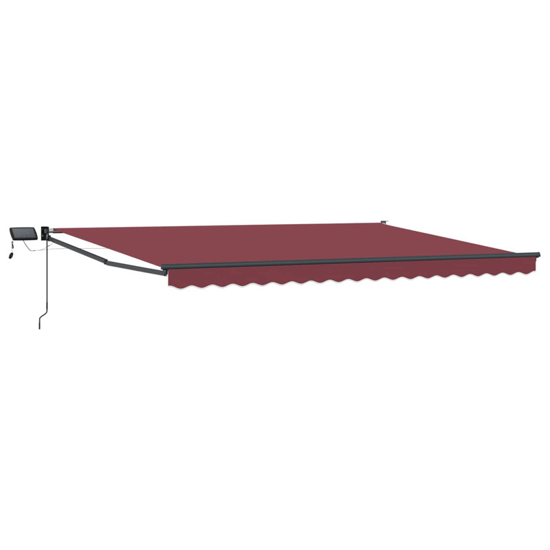 VidaXL Polyester Cover Retractable Patio Awning, Burgundy Red/Black, 165cm H x 500cm W x 300cm D