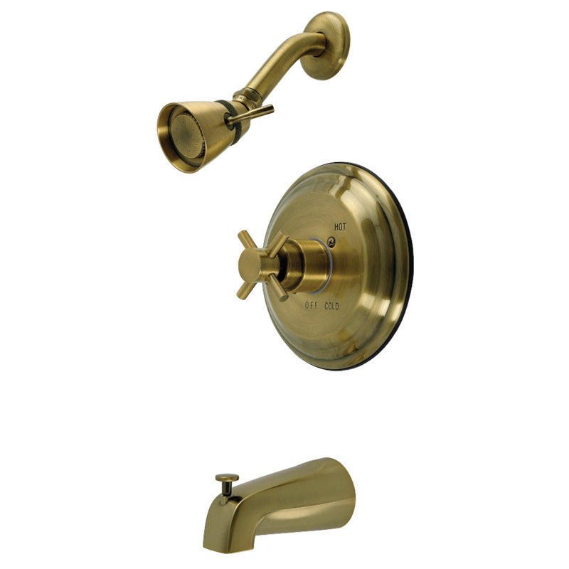 Kingston Brass Concord Single-Handle Pressure Balanced Tub and Shower Faucet, Antique Brass