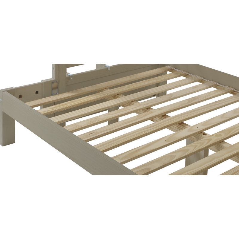 Lit superposé simple au-dessus d'un lit double Ahmia par Lark Manor ™, Ardoise