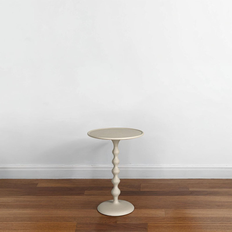 Alexander Hammered Metal Table, White, White