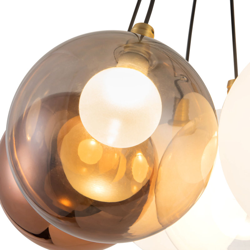 Bolla 17-in Gold dimmable LED Chandelier, Brushed Gold