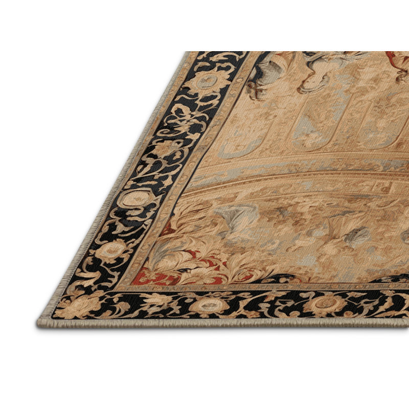 Tapis brun français lavable à la machine, Rectangle 6 pi x 9 pi