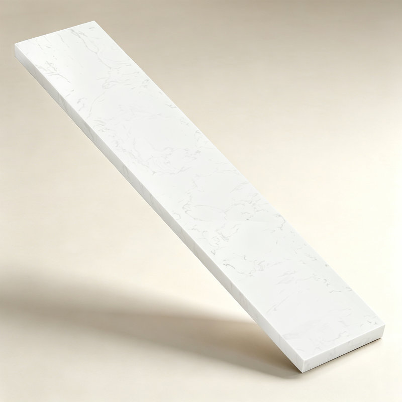 Dessus de meuble-lavabo latéral latéral poli en pierre reconstituée blanc de Carrare l 21 po x H 4 po pour comptoir de salle de bain