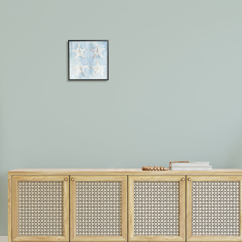 Aquarelle, étoile de mer, bleu doux, bord de mer, estampe numérique par Nina Blue, Giclée encadrée noir minuit