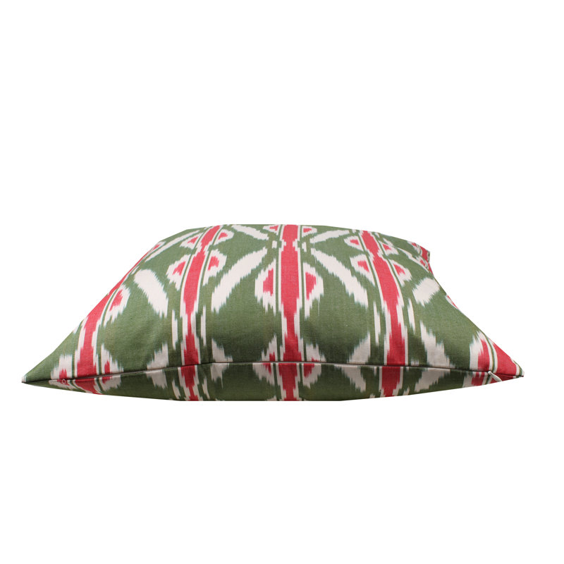Harkless Ikat Square Cushion Cover, Green/Red/White
