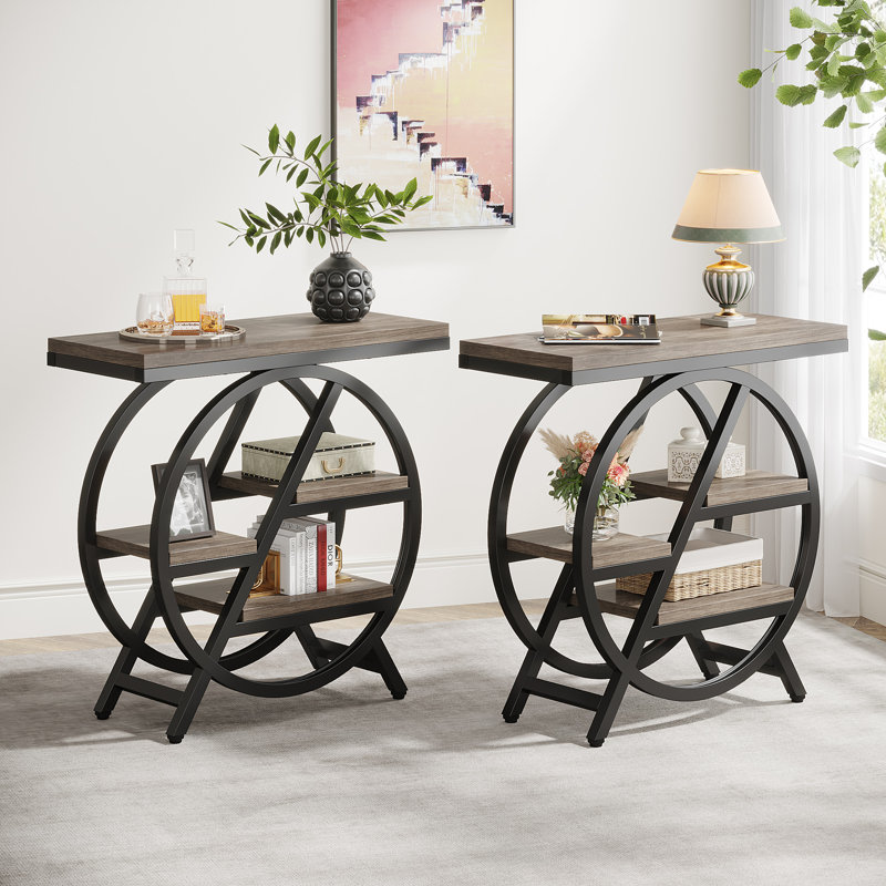Side Table with Storage, Grey