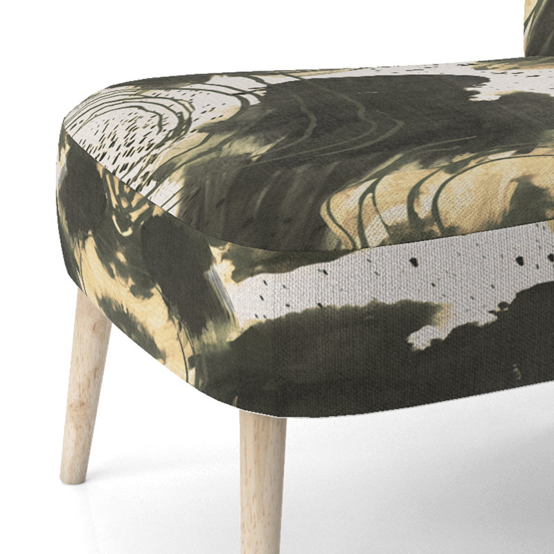 Abstract Pattern With Blue & Golden Textures II - Upholstered Contemporary Side Chair, Collage Art Accent Chair
