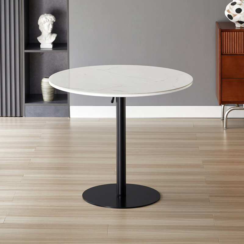 Round Metal Base Dining Table, Black