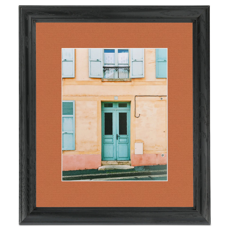Black Wood Matte Picture Frame with Mat, Red Orange