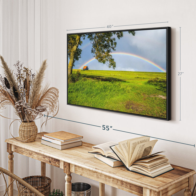 Impression sur toile arc-en-ciel au-dessus d'une maison de campagne, H 27 po x l 40 po