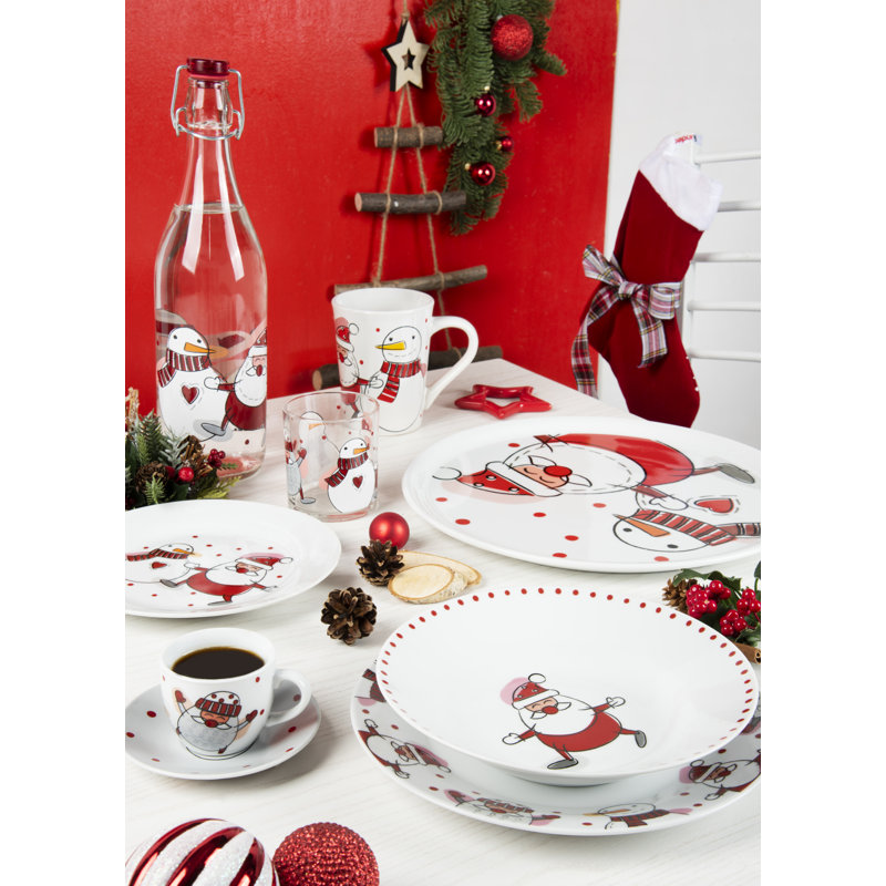 Snowman 31cm Porcelain Commercial Dishwasher Safe Salad or Dessert Plate, Set of 6