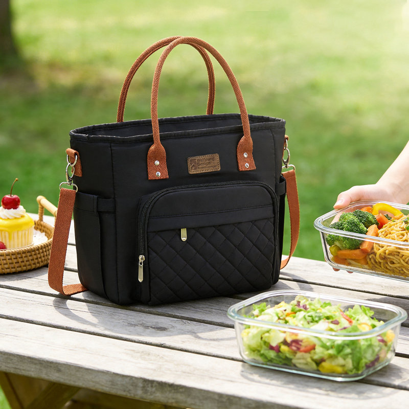 Portable Insulated Lunch Bag, Black