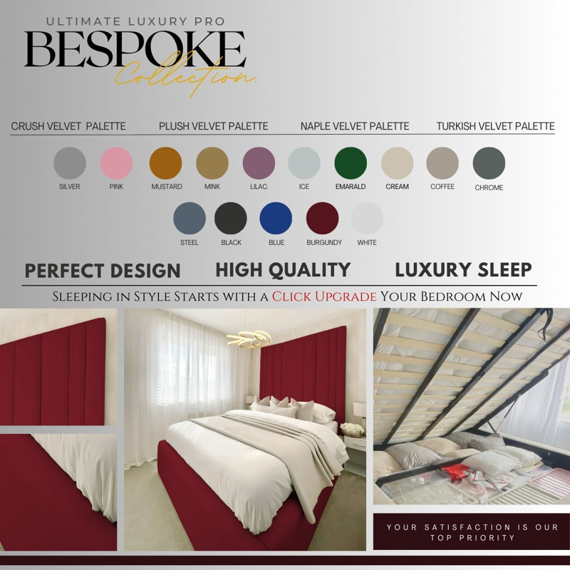 Savor Upholstered Ottoman Storage Bed Frame - Plush Velvet Gas Lift with Headboard, Burgundy, King