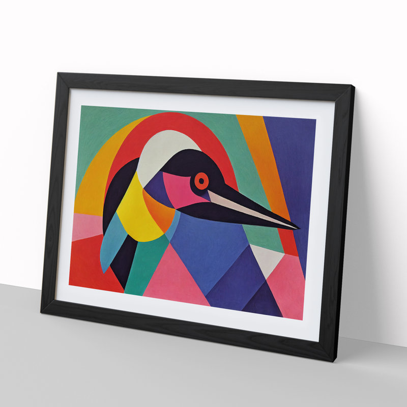 Favourable Abstract Bird - Single Picture Frame Print, 46cm H x 64cm W x 2cm D, Black